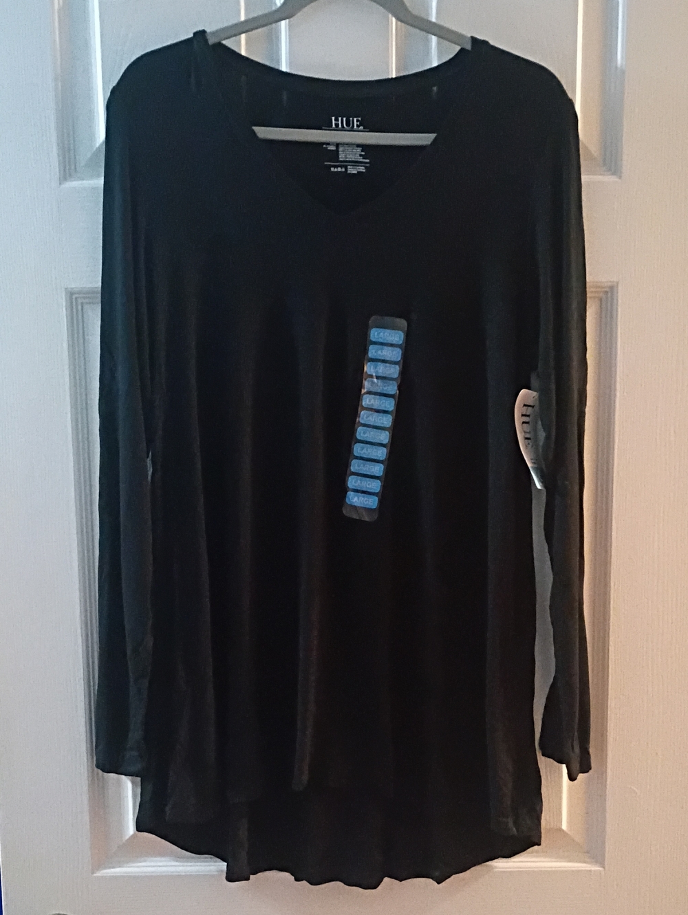 HUE Black Long Sleeve V-Neck Tunic Top